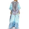thumbnail image 2 of Sakkas Anahi Flowy Design V Neck Long Caftan Dress / Cover Up With Rhinestone - TRG225-Green - One Size, 2 of 5