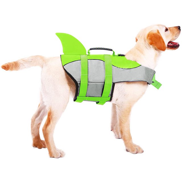 Dog Life Jacket Pet Life Water Vest for Small Medium Large Dogs, Ripstop Dog Life Safety Saver Preserver for Boating & Swimming (L, Green)