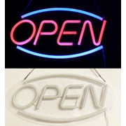Deluxe Transparent Ultra Bright LED Neon Light Flash OVAL OPEN Business Sign T30
