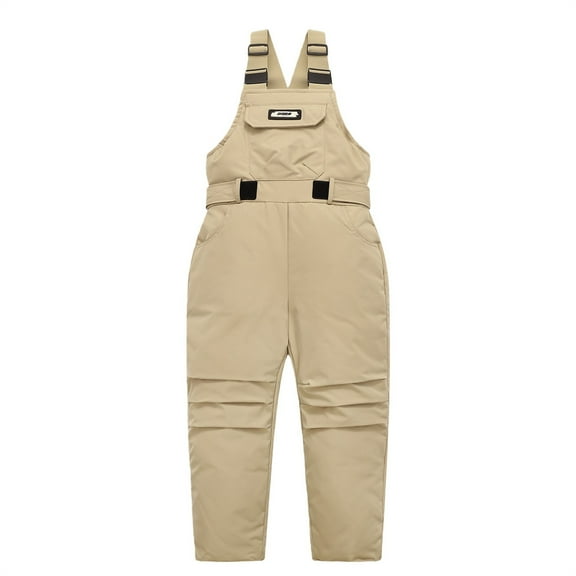 XIMIN Toddler Snow Overalls Winter Slim Insulated Fleece Lined Overalls Ski Pants Baby Waistband Pockets Winter Warm Trousers Waterproof Spaghetti Straps Down Bibs Jumpsuit