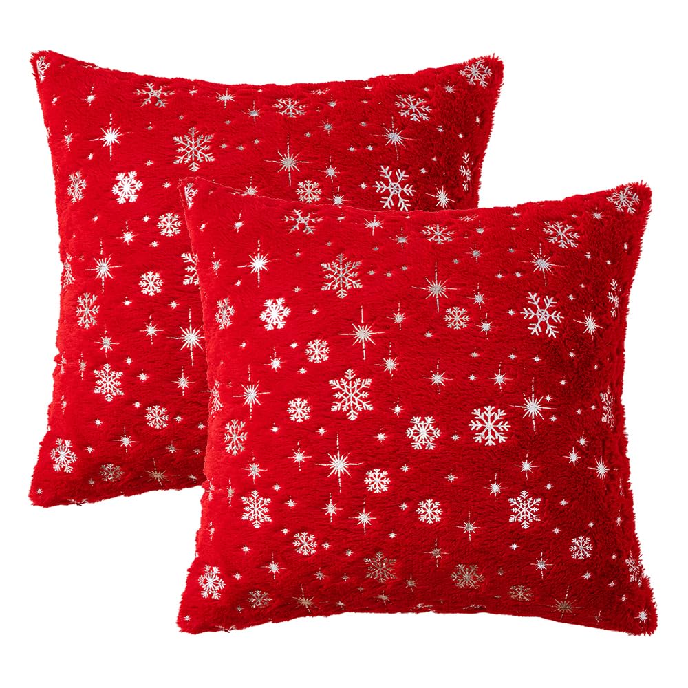 Lomyolo Snowflake Pillow Covers 18x18 Set of 2 Faux Fur photo 5
