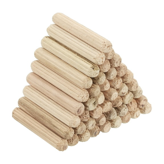 3/16" x 1-1/5" Wood Dowel Pins Fluted Wooden Dowels for Furniture Projects, 60 Pack