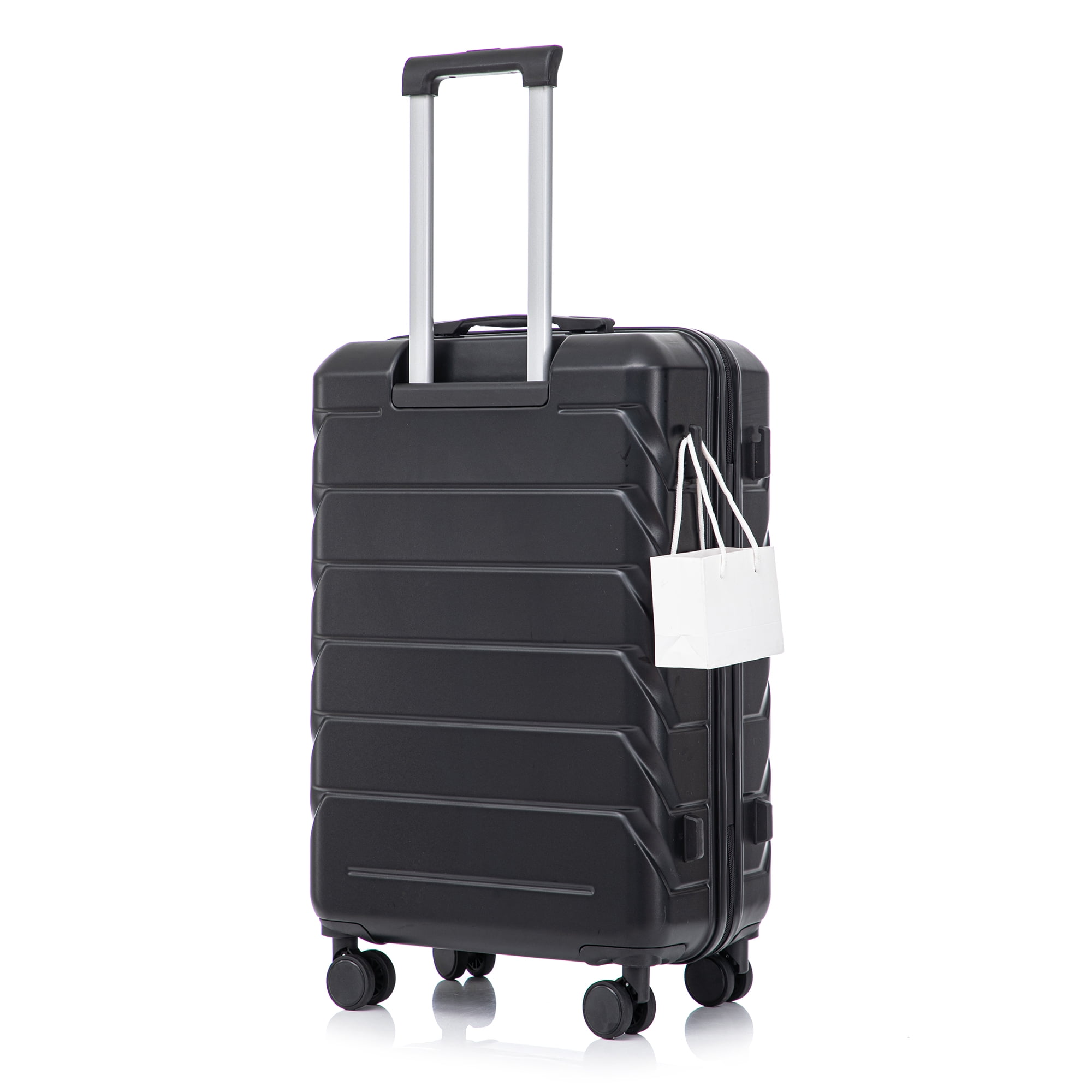 28 Inch ABS Hard Shell Large Travel Checked Luggage - Scratch Resistant Surface Four Multi-Directional Wheels, With Combination Lock and Side Hooks .(Black)
