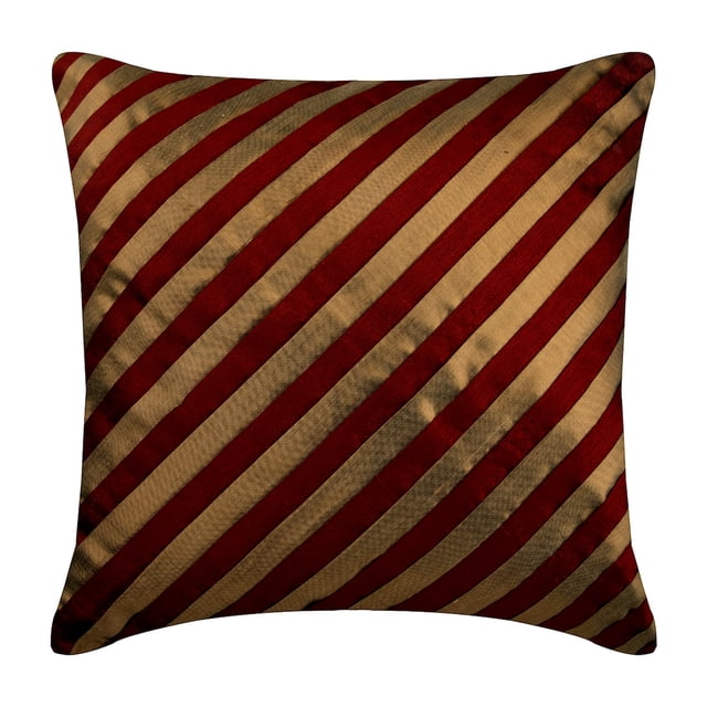 Housses de Coussin, Housses de Coussins Rouges, 18x18 Pouces (45x45 cm) Housses de Coussins Carrés en Soie, Housses de Coussins à Rayures Texturées, Rayé - Unfolding Red Copper