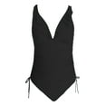 thumbnail image 5 of EFINNY Women's V Neck One Piece Swimsuit Ruffled Lace Up Monokini Tummy Control Bathing Suits Sexy Criss Cross Back Swimwear, 5 of 7