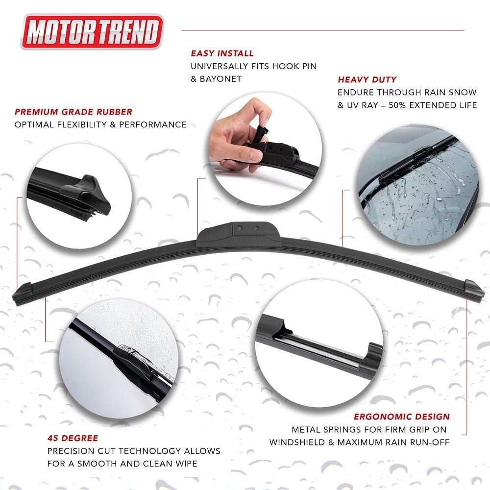 FlexBlade Premium Beam Wiper Blade 50% Longer Life, High-Grade Natural Rubber, 45 Degree Precision Cut (22 inch) - 1 Piece