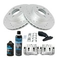 thumbnail image 2 of TRQ Performance Front Performance Brake Pad & Rotor Kit Semi-Metallic Premium G-Coated Slotted X Drilled Fits 98-02 B4000 95-01 Explorer 98-01 Mountaineer Ranger, 2 of 5