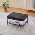 thumbnail image 4 of 30.7" Wide Multi-Functional Foldable Foot Rest, Upholstered Coffee Table  with Black Metal Legs , Wooden Storage Shelf,Faux Fur Foot Stool for Living Room Bedroom Entryway Hotel,Charcoal, 4 of 7