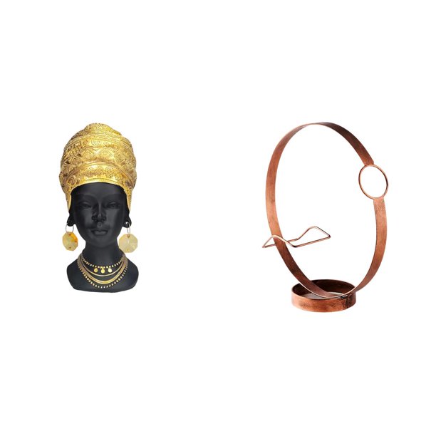 Estatua de mujer africana,Estante de oficina con estatua de mujer africana,Portabotellas de vino,Soporte para botellas de vino,soporte para botellas de vino,estante de hierro,Decoración de