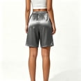 thumbnail image 4 of Shorts Split Loungewear Women Summer Satin Pajama Shorts for Women Knee Length Cooling Casual Shorts Loose Plus Size Women’s Home Loungewear Shorts Black XXL, 4 of 7