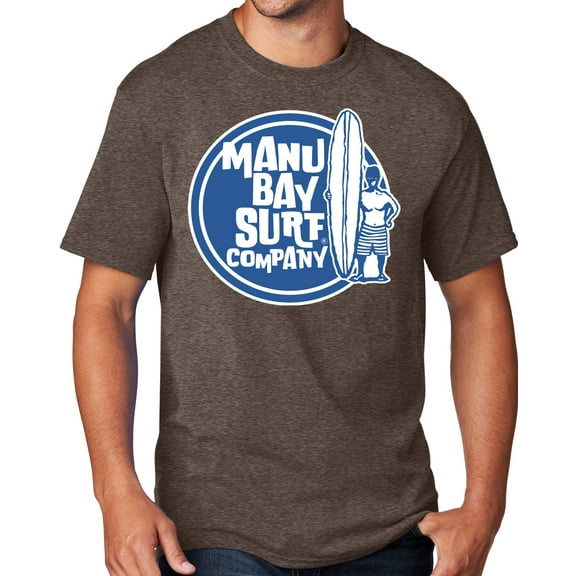 Men's Manu Bay SURFER DUDE T-shirt, Medium Heather Dark Chocolate