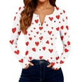 thumbnail image 6 of Tbopshirt Tops for Women Button Down Stretch Casual Long Sleeve V-Neck Valentine's Day Heart Print Slim Fit Graphic Multicolor,S, 6 of 9