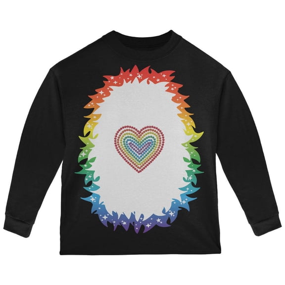 Halloween Rainbow Heart Unicorn Costume Pony Toddler Long Sleeve T Shirt Black 3T