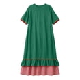 thumbnail image 5 of LEKWK Maxi Dresses for Women Color Block Short Sleeve Tiered Flowy Dress Ruffle Striped Hem A Line Sundress Summer Fashion Beach Vacation Outfits, 5 of 7