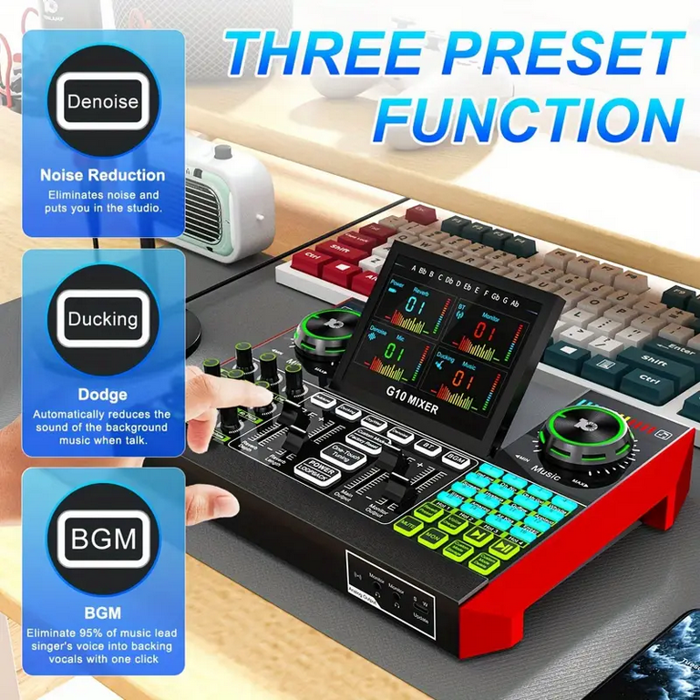 Audio Interface with Mixer and Soundboard, Adjustable High-Definition  Display Screen, Portable Multi in One Studio, Used for Mobile Pc Live  Recording of Games, Youtube Tik Tok - Walmart.com