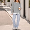 thumbnail image 3 of TGSLY Fall Faux Two-Piece Sweatshirts for Women Lightweight Crew Neck Long Sleeve Pullovers Loose Casual Solid Color Athletic Tops XL, 3 of 7