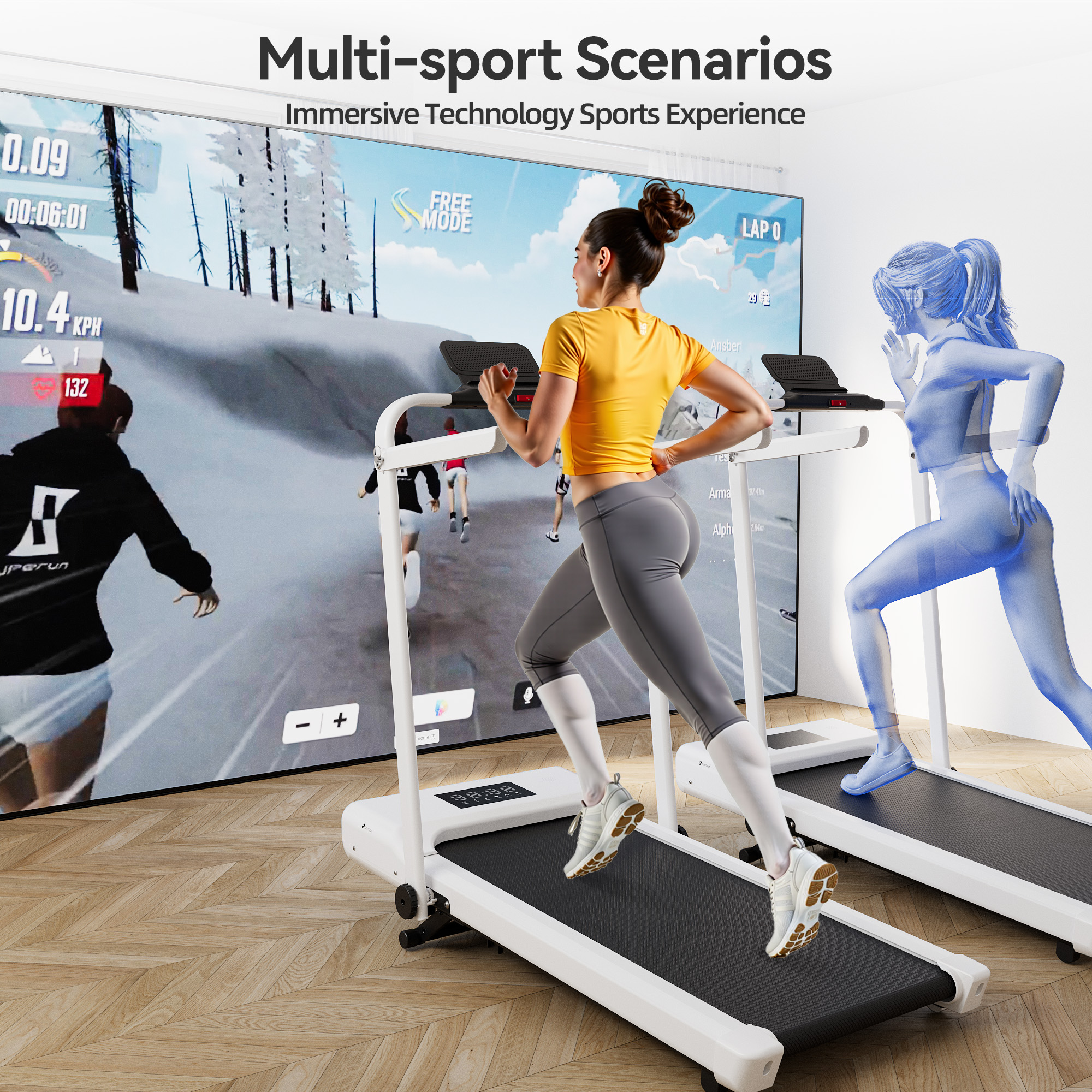 3 in 1 Folding Treadmills for Home, 3.0HP Powerful and Quiet Under Desk Treadmill, 300 lbs Capacity Foldable Walking Pad Treadmill with Remote Control and Space Saving, Free Installation