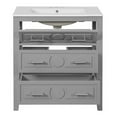 thumbnail image 7 of 30'' Bathroom Vanity Solid Wood & MDF, Ceramic Sink Combo with 3 Drawers, Free Standing Storage Cabinet for Bathroom, Gray, 7 of 7