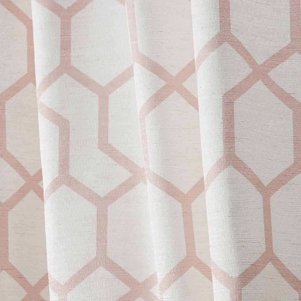 Nicole Miller Hexa Geometric Print Hidden Tab/Rod Pocket Top Light Filtering Curtain Panel Pair, 54"x96", Blush
