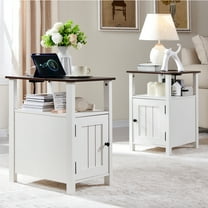 IFGET Farmhouse Nightstand Set of 2 with Barn Door