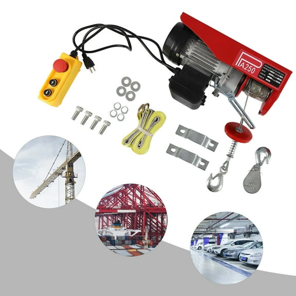 Electric Cable Hoist Crane Winch Ceilings Garage Lift Wired Remote Control 551LB for factories, docks
