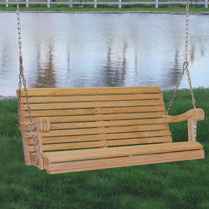 Hershey Way Amish Made Cypress 4 Foot Porch Swing with Zinc Chain
