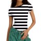 thumbnail image 1 of Xuyuer Print Fitted Pencil Top - Women's Casual Unstructured Round Neck Short Sleeve Shirt Matching Set for Office Chic Ensembles, Dinner Date Nights & Modern Separates Wardrobe Styling, 1 of 5