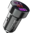 thumbnail image 1 of ZHAOCHENG Cargador de coche rápido, doble QC3.0 36W/5A Cargador de encendedor de cigarrillos ultra compacto de metal Pantalla de voltaje inteligente Carga rápida para teléfono inteligente, 1 of 5