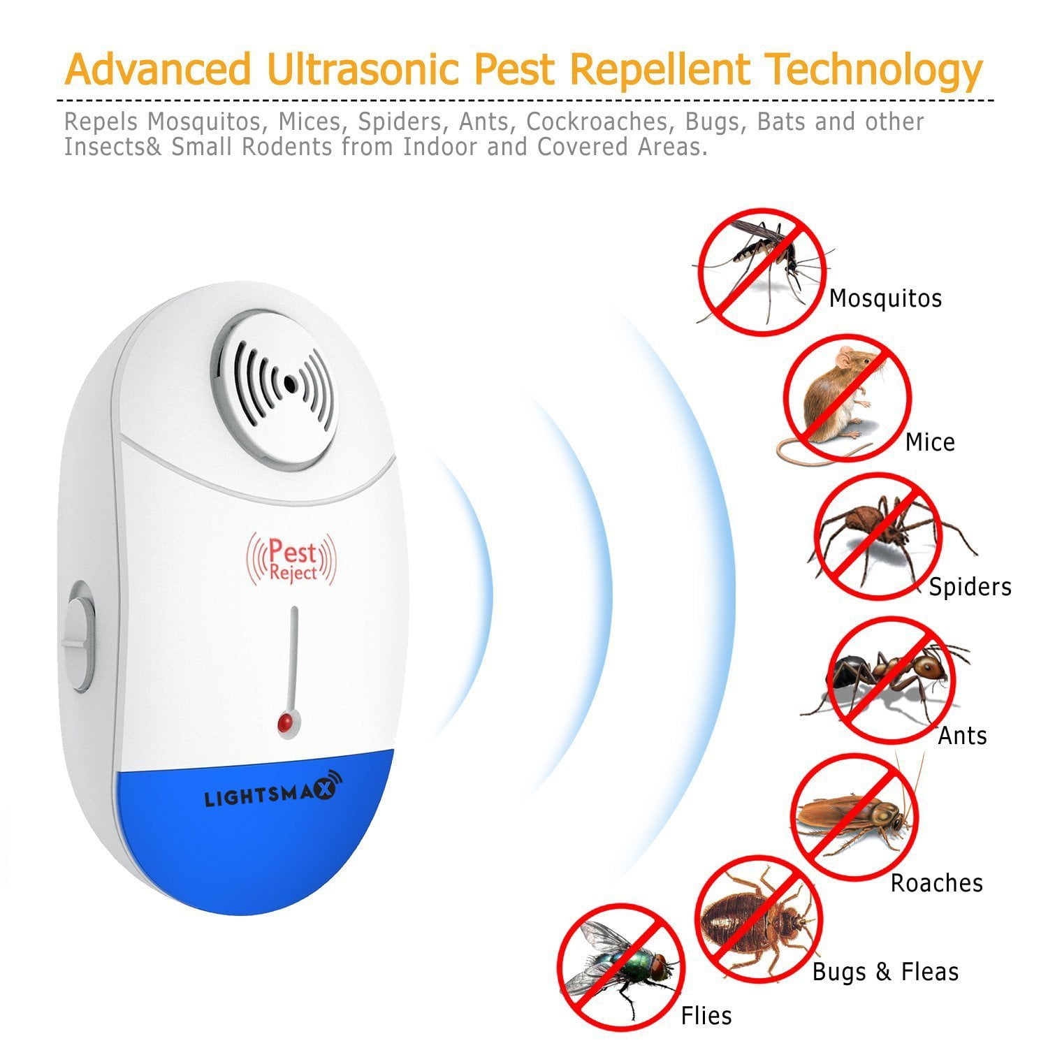 HOPSEM Spider Repellent Ultrasonic Pest Repeller Plug in Indoor Electronic Insect Repeller Control for Bug Ant Flea Fly Mosquito Rat Mouse Rodent 2021 Upgraded 4 Pack