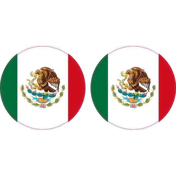 2in x 2in Circle Mexico Flag Stickers