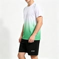 thumbnail image 6 of PIWHJQK Men Short Sleeve Shorts Athletic Tees Set Men's Colorblock Gradient Short Sleeve Shorts Casual Workout Set Men Outfit Sets, 6 of 6
