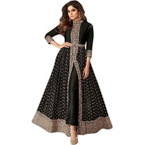 Wedding Wear Pakistani Designer Salwar Kameez Suits Indian Anarkali Gown Dress ( Black, 4XL - 50 )