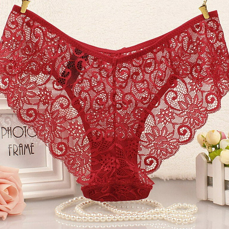 BAGGUCOR Women Sexy Full Lace Panties High-Crotch Transparent Floral Bow  Soft Briefs Underwear