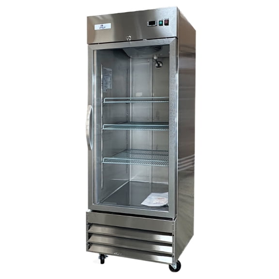 Commercial Refrigerator 29 inch , 23 cu.ft, Glass Door Stainless Steel Frame Merchandiser, NSF certified
