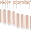 37 Count Rose Gold Long Thin Cake Candles with Holder and Letter Candle "HAPPY BIRTHDAY" Cake Topper Value Pack, for Women Girls Birthday Party Decoration Celebration