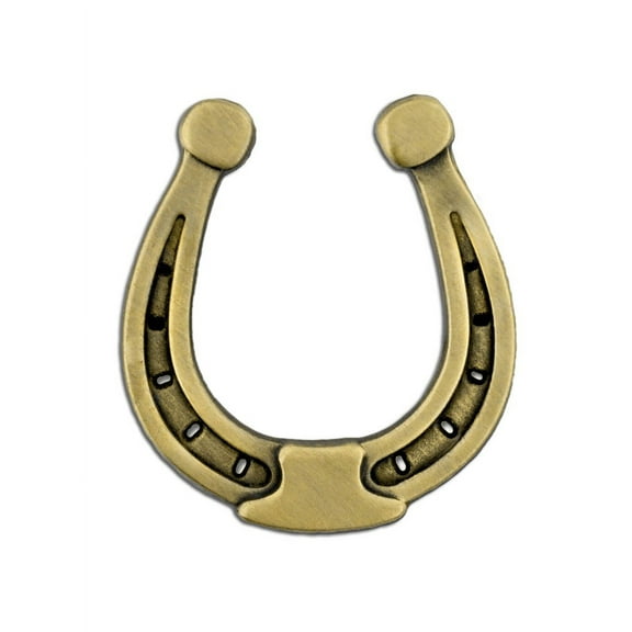 PinMart's Antique Gold Lucky Horseshoe Cowboy Western Lapel Pin