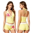 thumbnail image 5 of Leey-World 2 Piece Y2k Polka Dot Halter Bikini with Shorts 2000s Bathing Suit Set Summer Vacation Cute Beach Tankini Swimsuit(Yellow,XL), 5 of 7