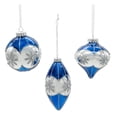 thumbnail image 2 of Kurt Adler 80MM Glass Blue Snowflake Ball, Onion and Teardrop Shaped Ornaments, 3-Piece Set, 2 of 3