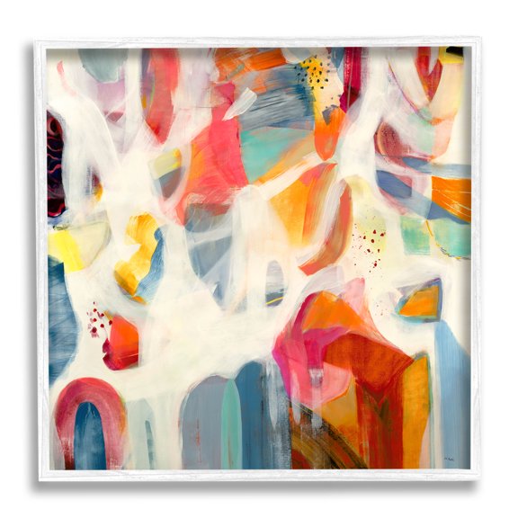 Modern Mixed Shapes Assortment Abstract Painting White Framed Art Print Wall Art