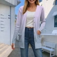 thumbnail image 2 of BOBOGOJP Women's Open Front Cardigan Shirt with Pockets Long Sleeve Lightweight Coat Light Purple for Size M, 2 of 7