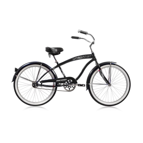 Micargi Rover 24" Beach Cruiser Bicycle Coaster Brake Single Speed with Stainless Steel Spokes, Alloy Red Rims, 36H White Wall Tires