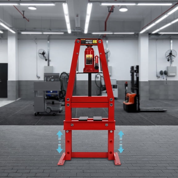 Hydraulic Press with Plates A-shaped Hydraulic Press, Red 6T Hydraulic Shop Press, 15.75*12.6*29.33in Adjustable Height