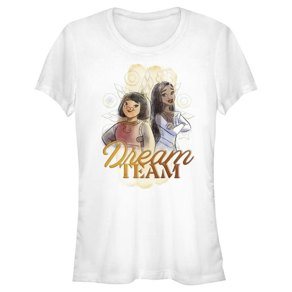 Junior's Disney Wish Asha and Dahlia Dream Team T-Shirt - White - 2X Large