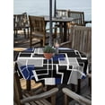 thumbnail image 2 of Outdoor Tablecloths with Umbrella Hole & Zipper, Navy Blue Black Geometric Round Tablecloth 54 Inch, Modern Color Block Abstract Waterproof Table Cloth, Patio/Pool/Picnic Table Covers, 2 of 8