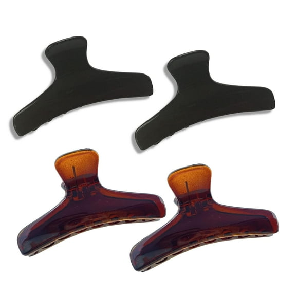 Parcelona French Salon Flat Small 2” Set of 4 Narrow Jaw Hair Claws(Shell-Black)