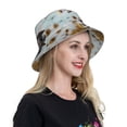 thumbnail image 4 of Yiaed Sunflower Butterfly Skull Print Reflective Stripe Bucket Hat Unisex Funny Outdoor Fisherman Cap Beach Sun Hat, 4 of 5