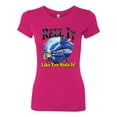 thumbnail image 2 of Wild Bobby, Reel It Like You Stole It Womens Slim Fit Junior Tee, Raspberry, Medium, 2 of 3