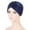 Blue, variant on Caywon Women's Simulated Hair Shape Headscarf Trendy Solid Color Ruffle All Packaged Spring Summer Soft Muslim Headband(Blue,One Size)