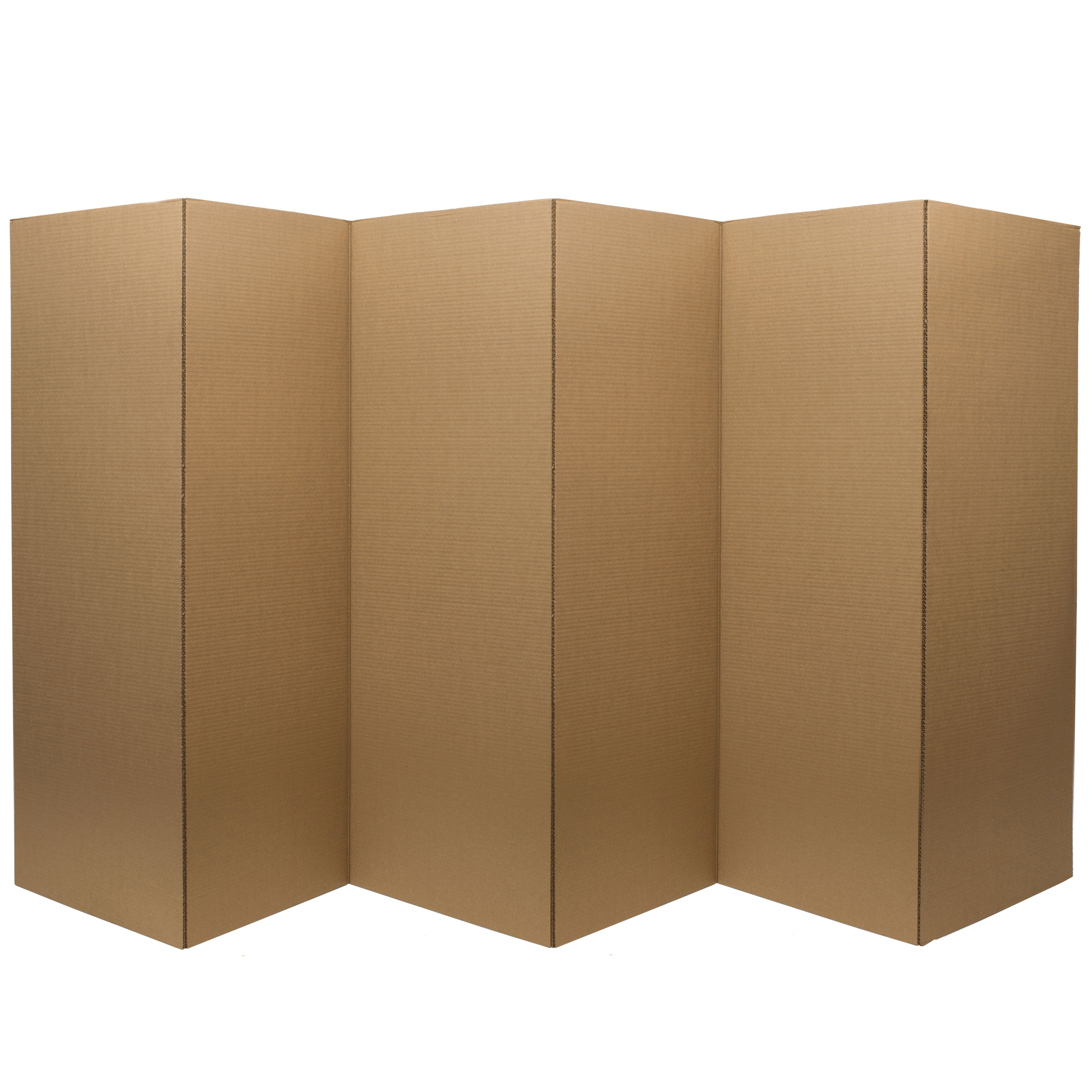 4 ft. Short Brown Temporary Cardboard Folding Screen - 6 Panels