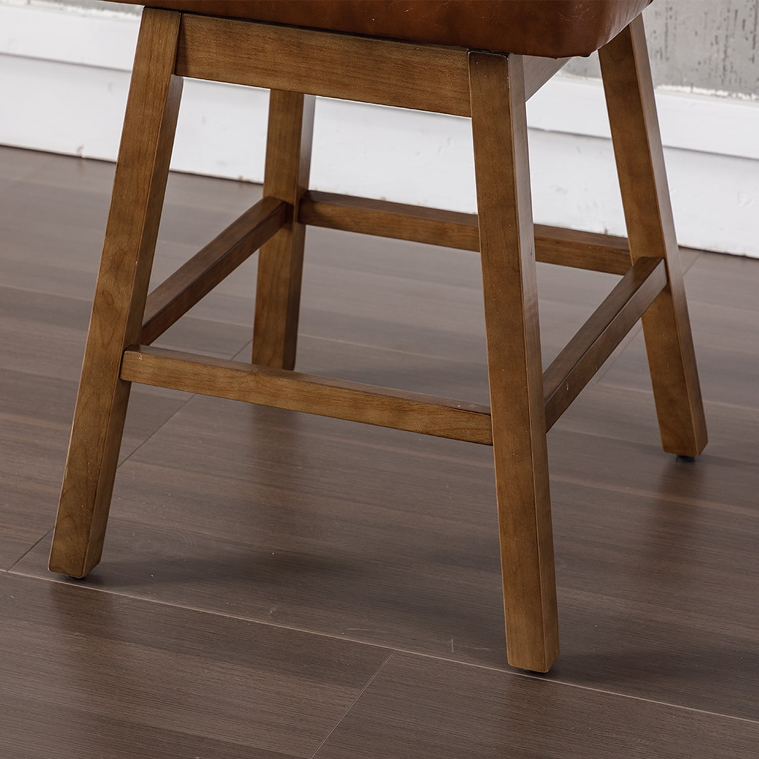 Demi Bonn 39" Counter Height Bar Stools Set of 2, PU Leather Upholstered Swivel Barstools with Backrest, Kitchen Island Countertop Chairs for Dining Room, Brown